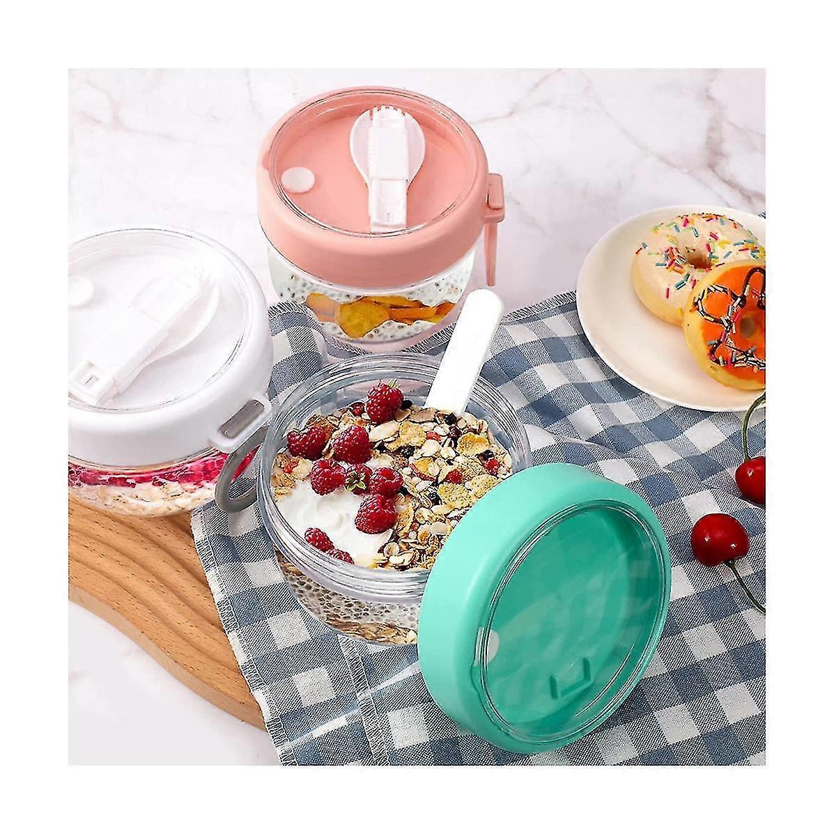 6pcs 20oz Overnight Oats Containers with Lids & Spoons Leakproof Yogurt Salad Jars - Image 4