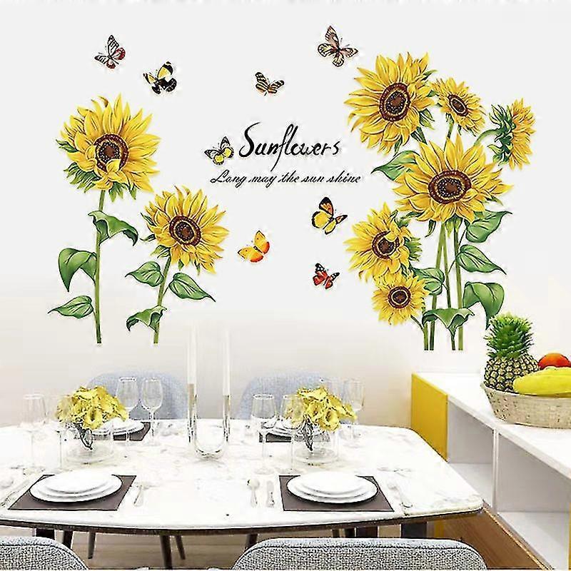 2 Pcs Wall Stickers The Sunflower Wall Stickers Mural Decals For Bedroom Living Room Wall - Image 1