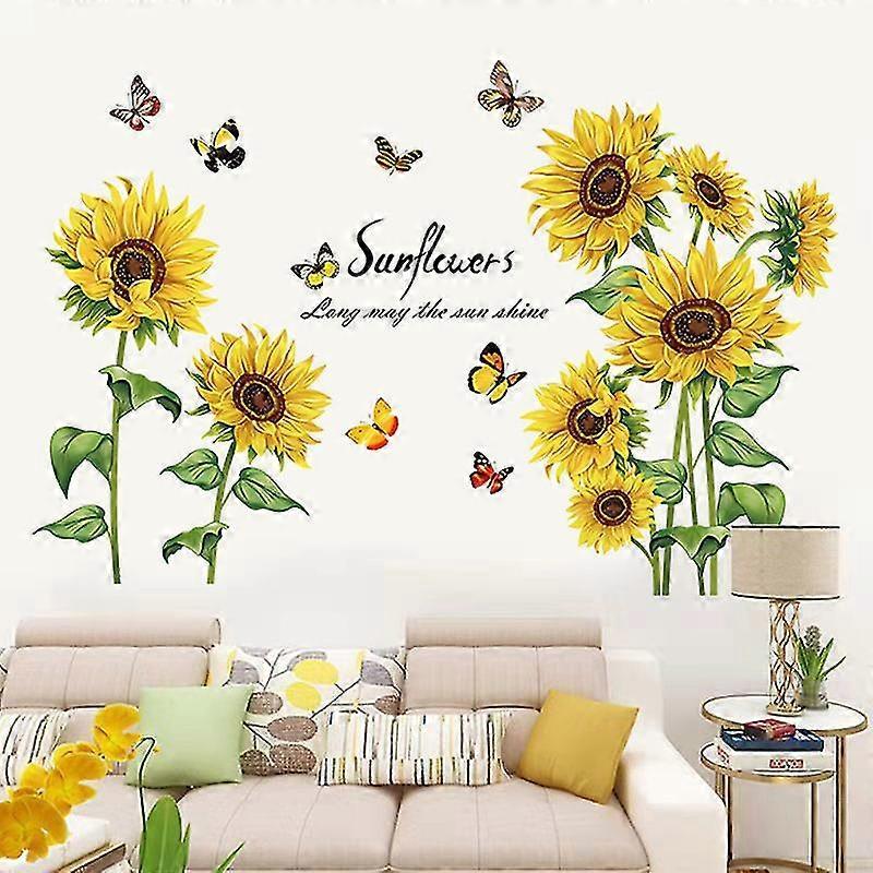 2 Pcs Wall Stickers The Sunflower Wall Stickers Mural Decals For Bedroom Living Room Wall - Image 2