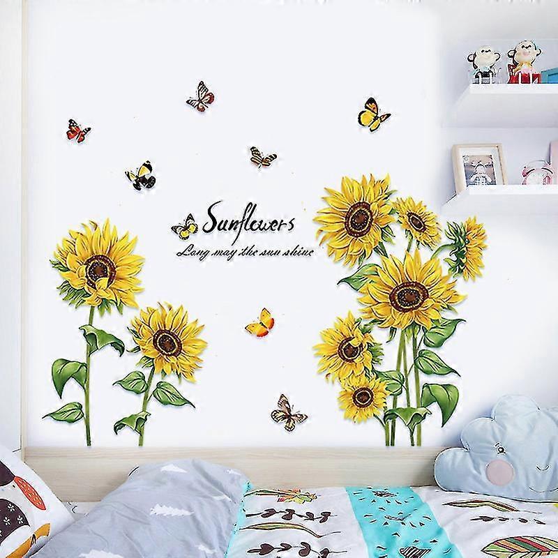 2 Pcs Wall Stickers The Sunflower Wall Stickers Mural Decals For Bedroom Living Room Wall - Image 3