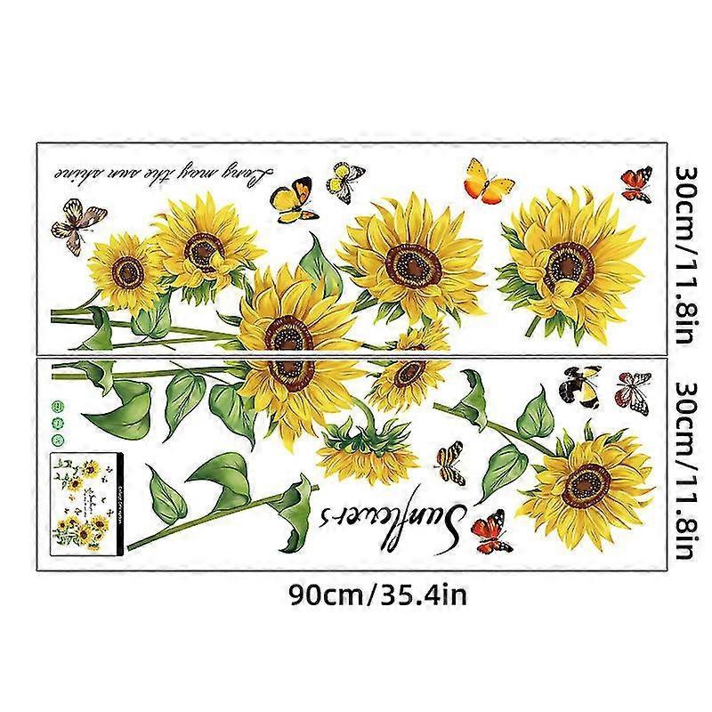 2 Pcs Wall Stickers The Sunflower Wall Stickers Mural Decals For Bedroom Living Room Wall - Image 4