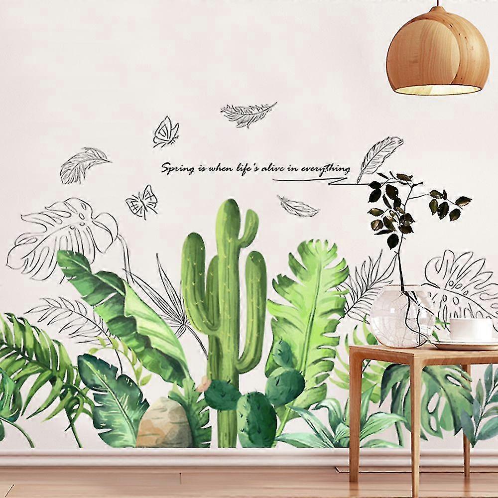 2 Pcs Wall Stickers Green Foliage Wall Stickers Mural Decals For Bedroom Living Room Wall - Image 1