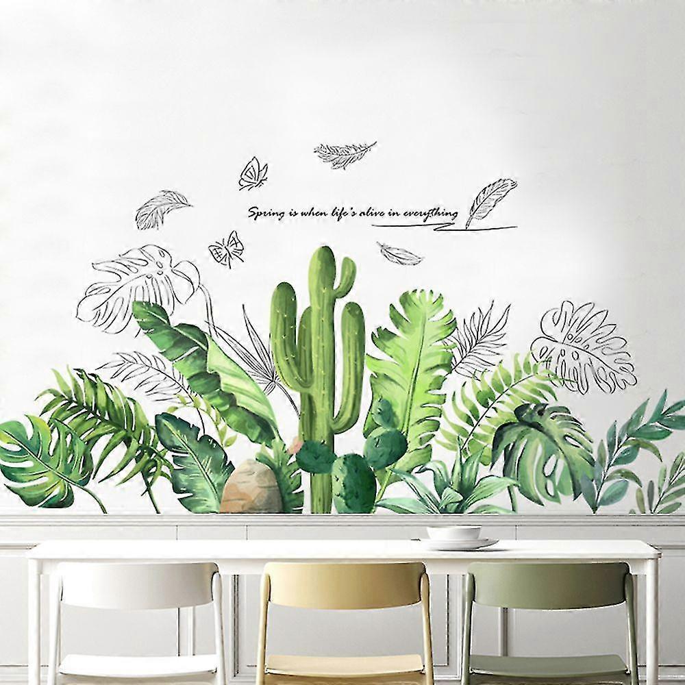 2 Pcs Wall Stickers Green Foliage Wall Stickers Mural Decals For Bedroom Living Room Wall - Image 2