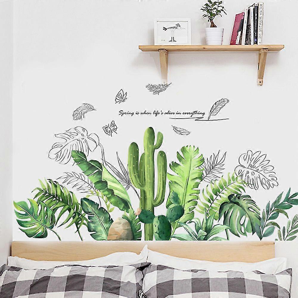 2 Pcs Wall Stickers Green Foliage Wall Stickers Mural Decals For Bedroom Living Room Wall - Image 3
