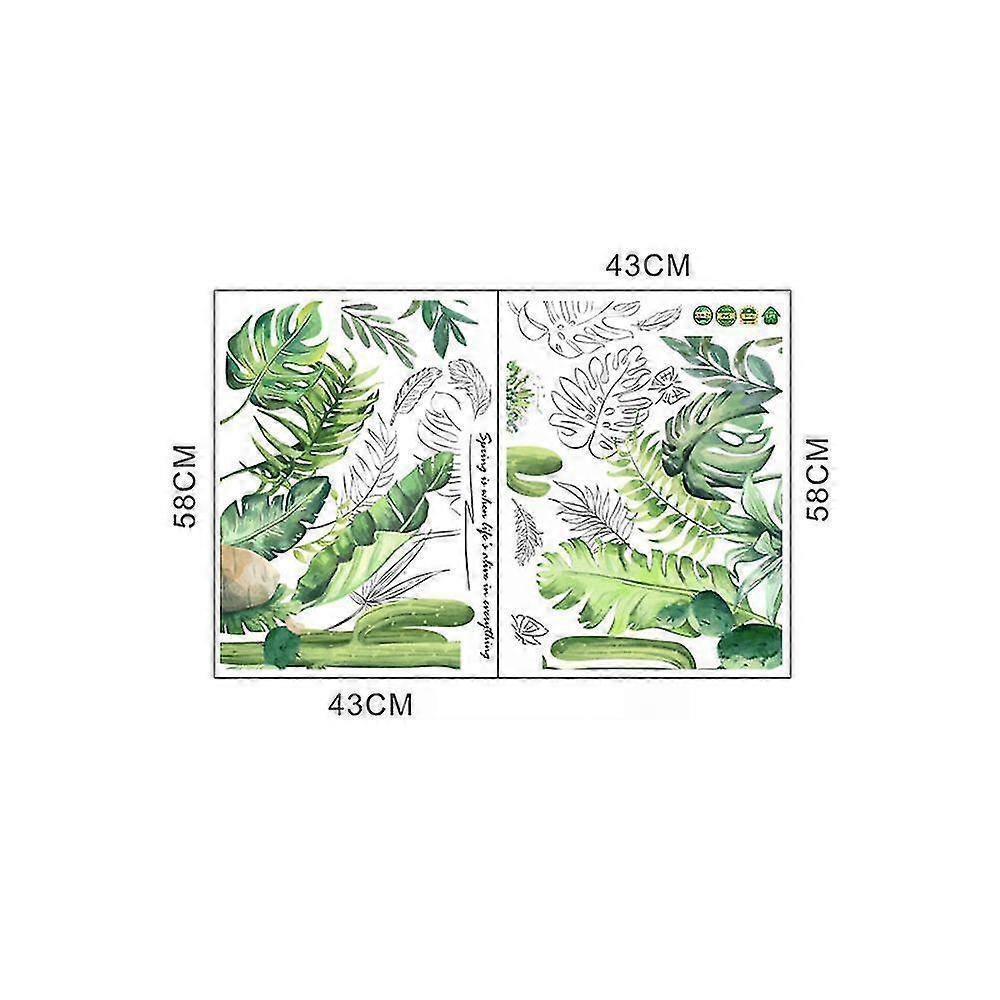 2 Pcs Wall Stickers Green Foliage Wall Stickers Mural Decals For Bedroom Living Room Wall - Image 4
