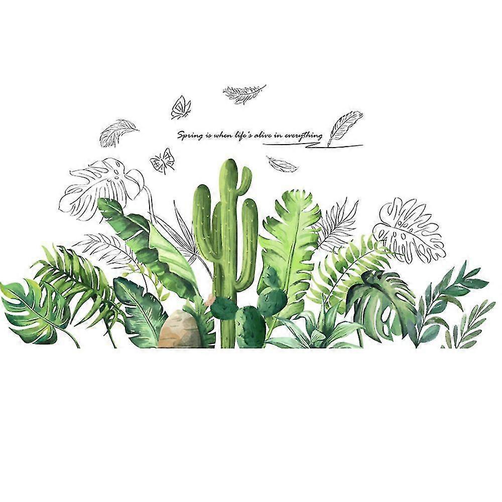 2 Pcs Wall Stickers Green Foliage Wall Stickers Mural Decals For Bedroom Living Room Wall - Image 5