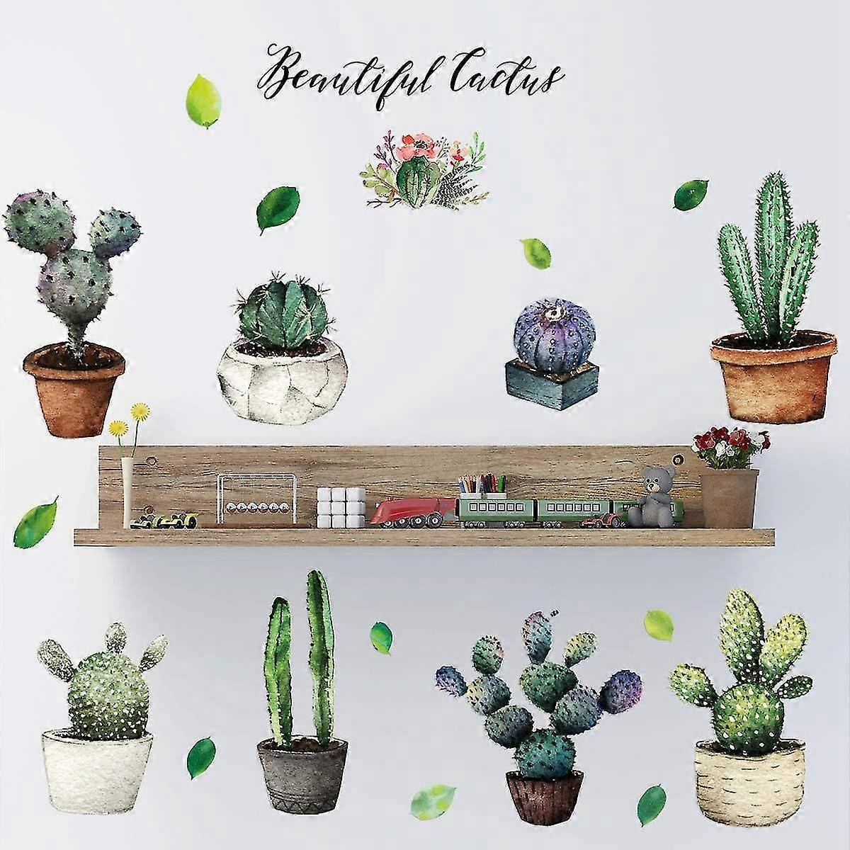 Cactus Potted Wall Stickers Personality Bedroom Dining Kitchen Wardrobe Decorative Wall Stickers(30x60cm) - Image 2