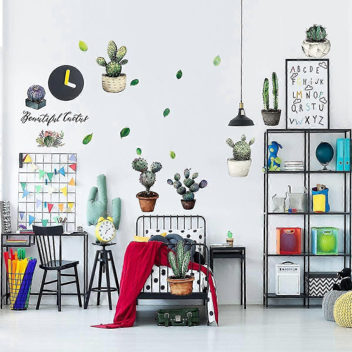 Cactus Potted Wall Stickers Personality Bedroom Dining Kitchen Wardrobe Decorative Wall Stickers(30x60cm) - Image 4