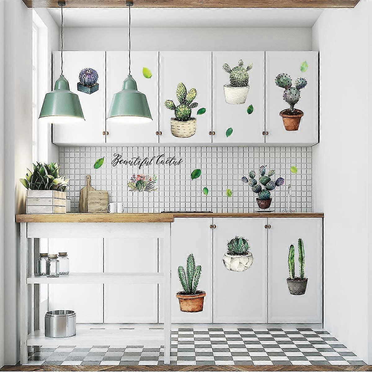 Cactus Potted Wall Stickers Personality Bedroom Dining Kitchen Wardrobe Decorative Wall Stickers(30x60cm) - Image 5