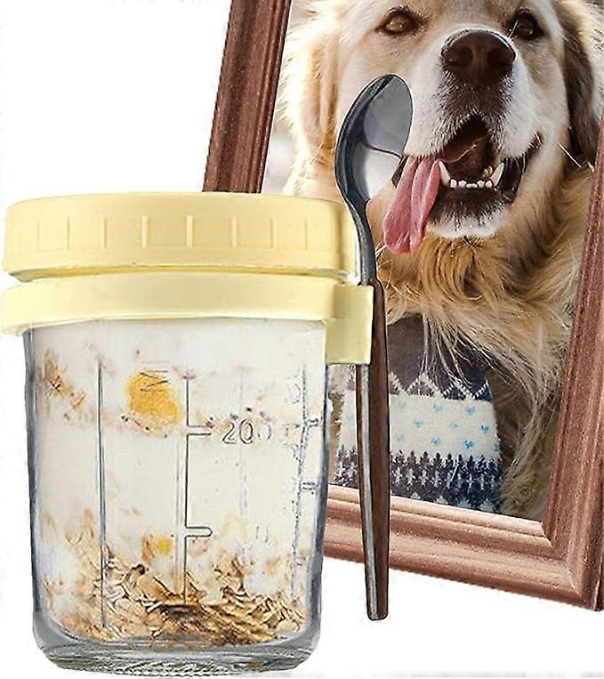 Oats Jars with Lids & Spoon Breakfast On The Go Cups Airtight Large Storage Jars - Image 1