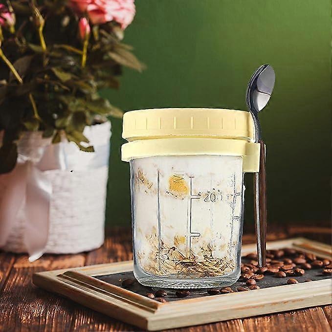Oats Jars with Lids & Spoon Breakfast On The Go Cups Airtight Large Storage Jars - Image 2