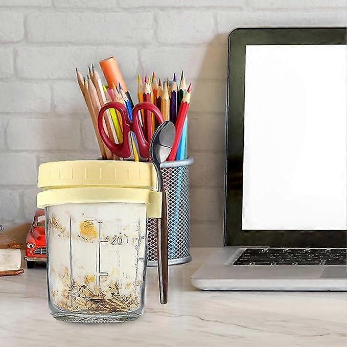 Oats Jars with Lids & Spoon Breakfast On The Go Cups Airtight Large Storage Jars - Image 3