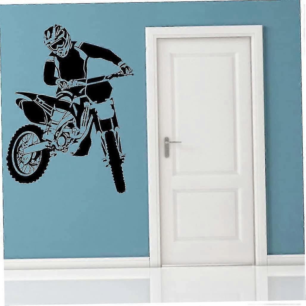 Motorbike Wall Stickers Self Adhesive Pvc Dirt Bike Wall Decal Bedroom Decor Black 58x68cm Dirt Bike Wall Sticker (black) - Image 4