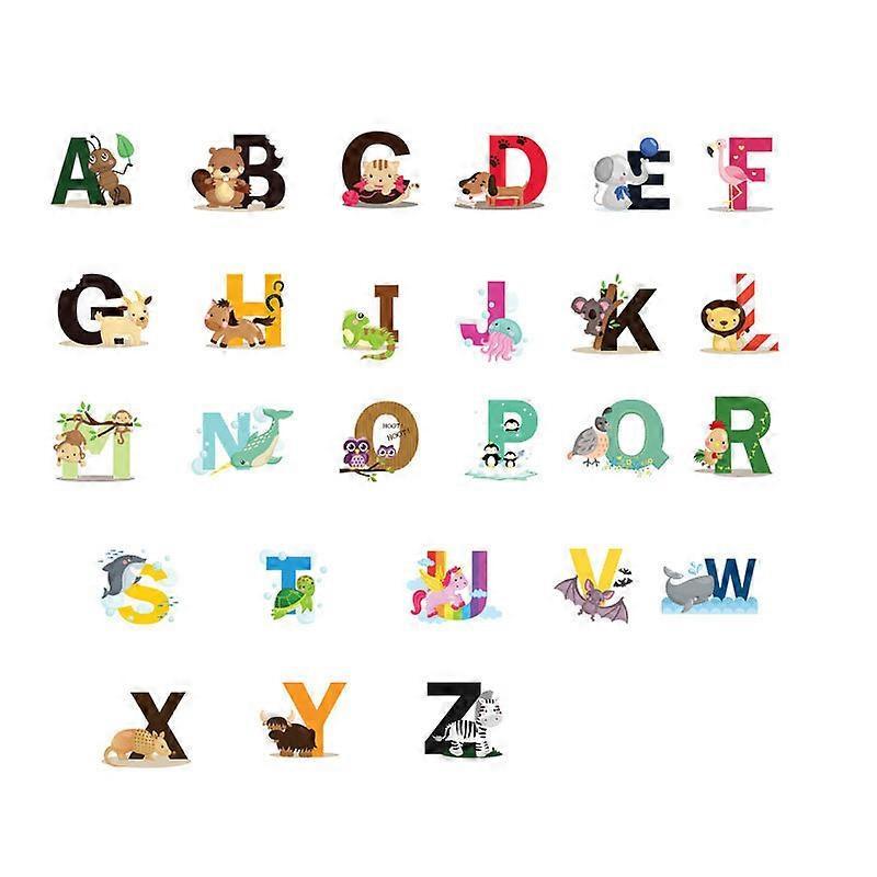 26 English letter stickers English words Cartoon animal wall stickers babies room stickers - Image 1