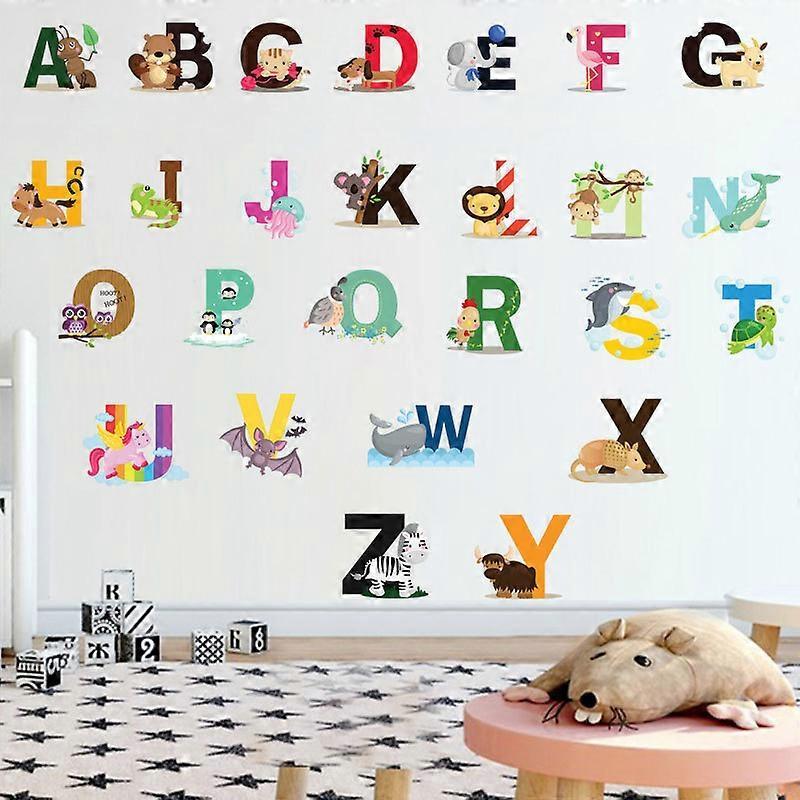 26 English letter stickers English words Cartoon animal wall stickers babies room stickers - Image 2
