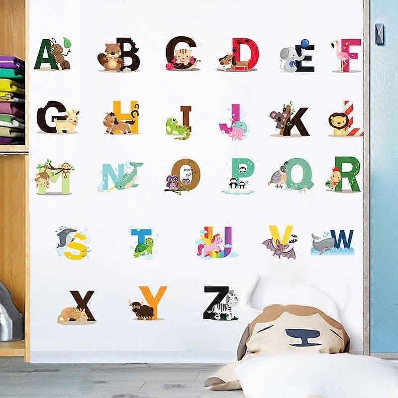 26 English letter stickers English words Cartoon animal wall stickers babies room stickers - Image 3