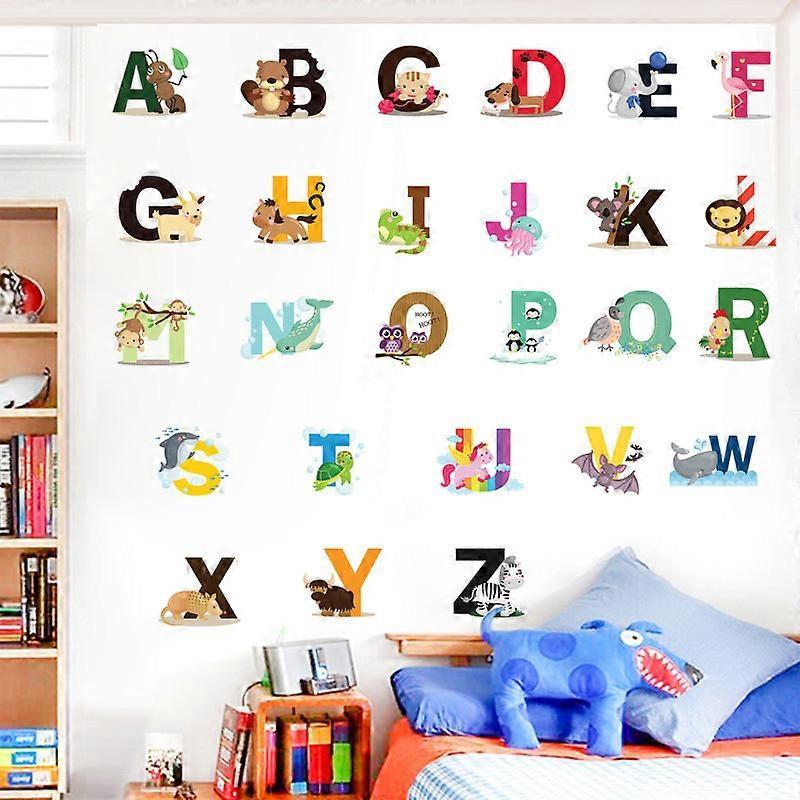 26 English letter stickers English words Cartoon animal wall stickers babies room stickers - Image 4