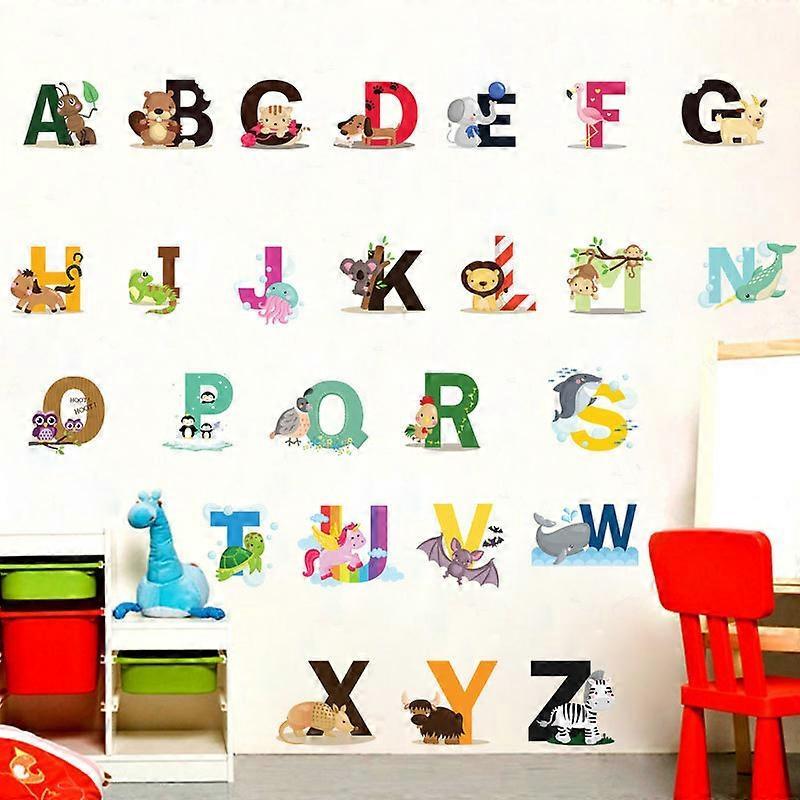 26 English letter stickers English words Cartoon animal wall stickers babies room stickers - Image 5