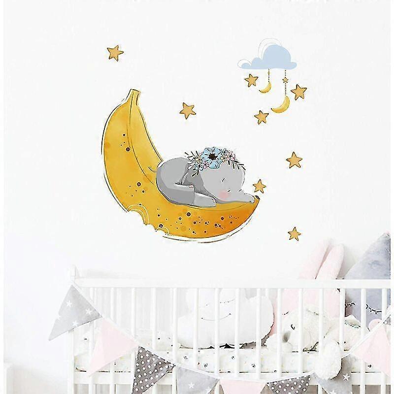 Flying Elephant Wall Decal Animal With Cloud Moon Star Wall Sticker Dumbo - Image 3