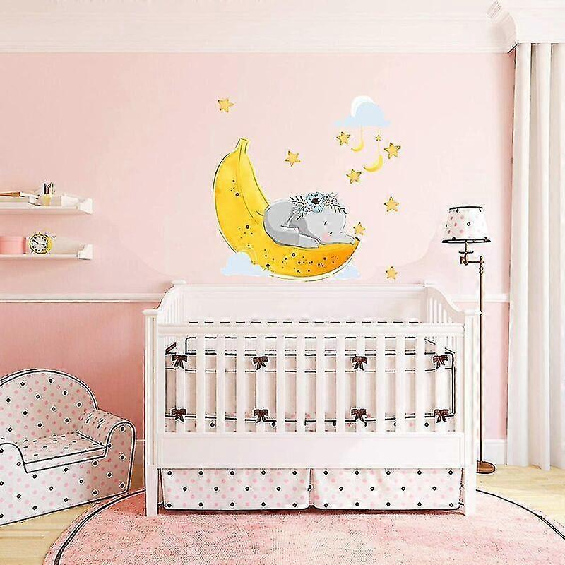 Flying Elephant Wall Decal Animal With Cloud Moon Star Wall Sticker Dumbo - Image 4