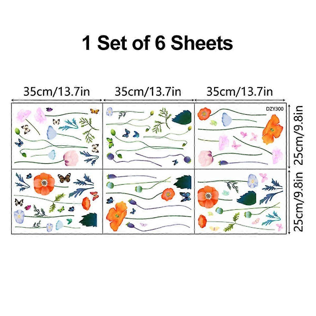 Fresh Flowers And Plants Wall Stickers Glass Window Stickers Colorful Butterfly Flowers Bedroom Living Room Decoration Stickers - Image 2