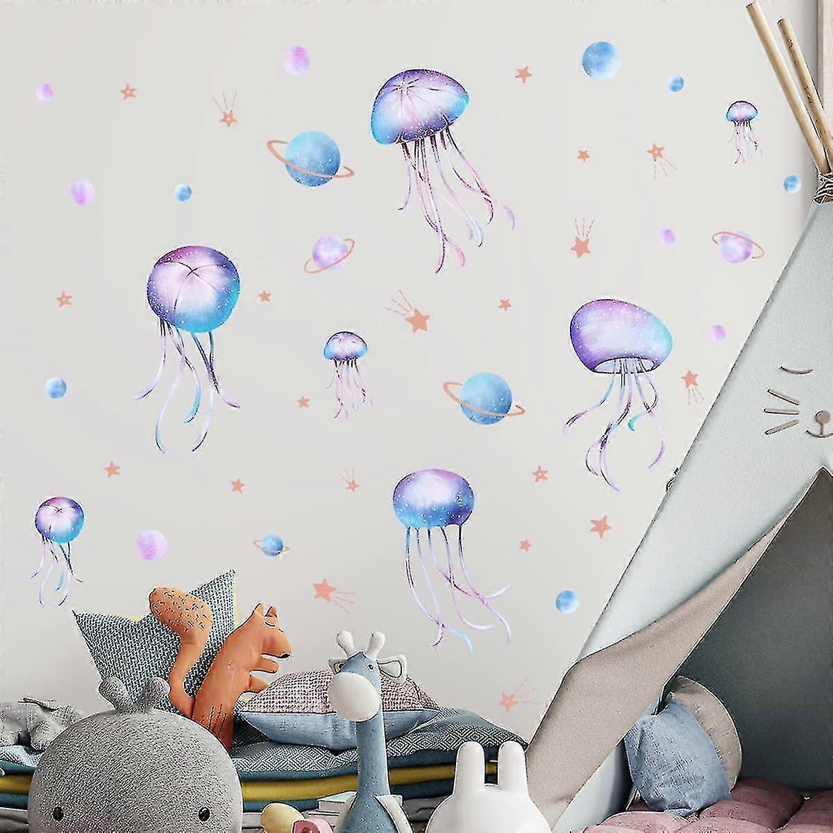 Yomaido Glow In The Dark Stickers, 4 Pcs Wall Stickers For babies Room, Luminous Jellyfish And Stars Stickers, Glow In The Dark Stars Ceiling - Image 3