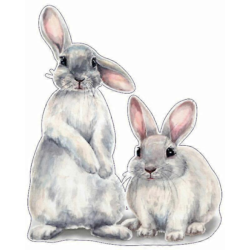 30*40cm Typography Wall Sticker Two Cute Rabbits babies Room - Image 1
