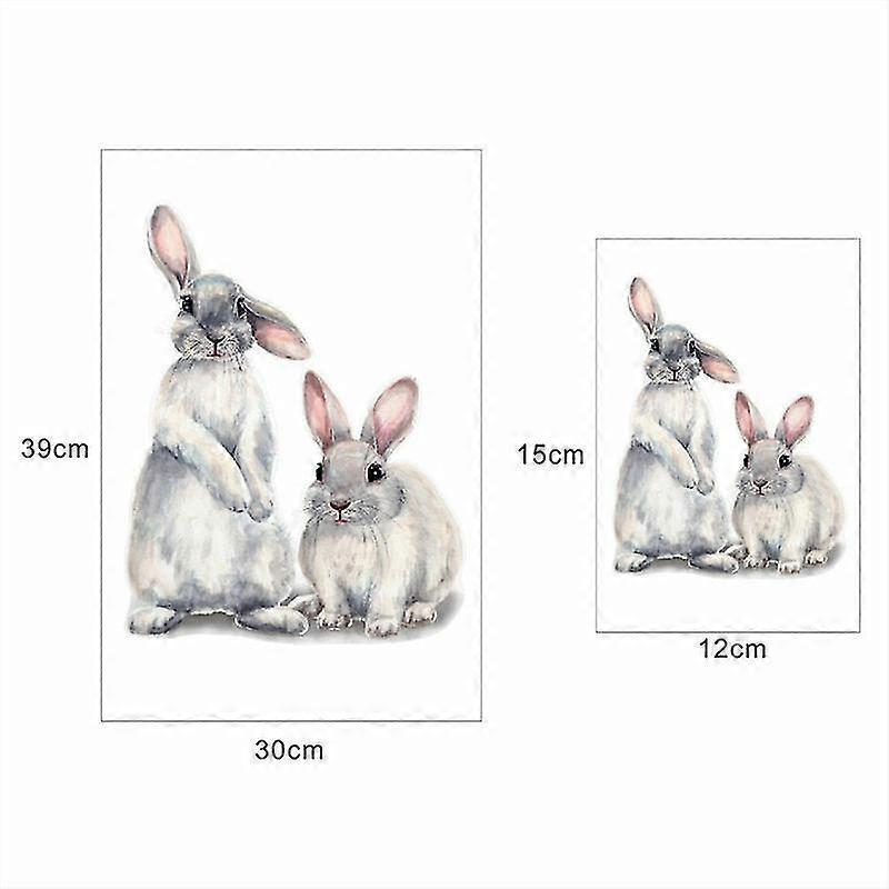 30*40cm Typography Wall Sticker Two Cute Rabbits babies Room - Image 2