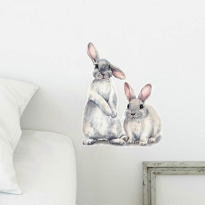 30*40cm Typography Wall Sticker Two Cute Rabbits babies Room - Image 3