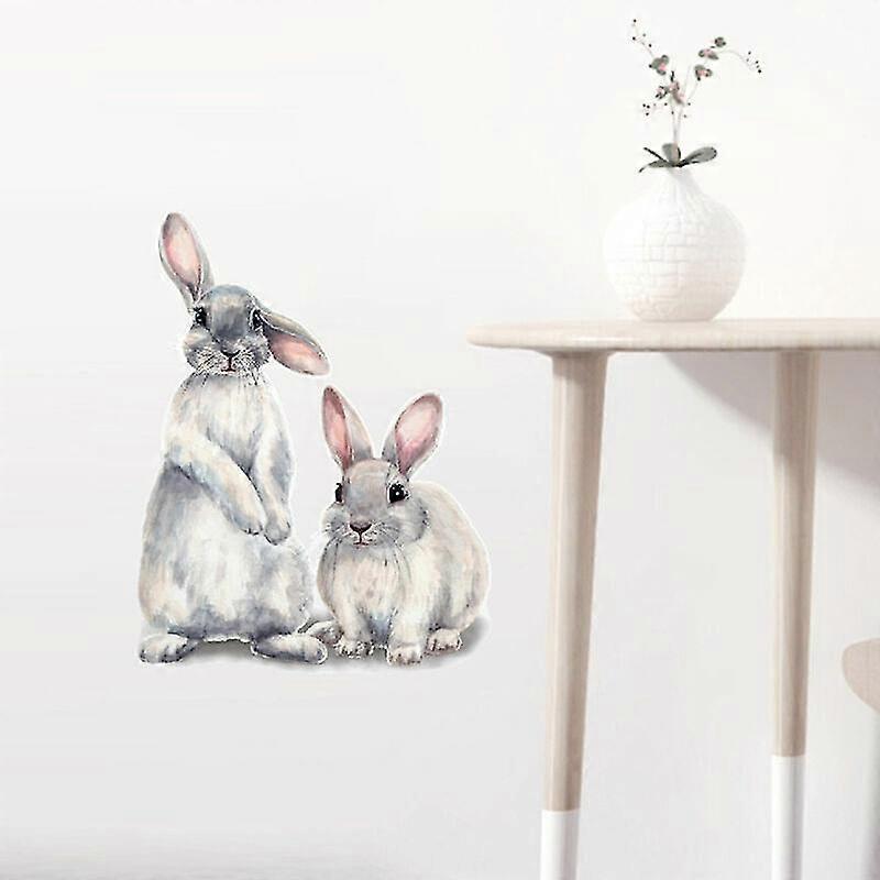 30*40cm Typography Wall Sticker Two Cute Rabbits babies Room - Image 5