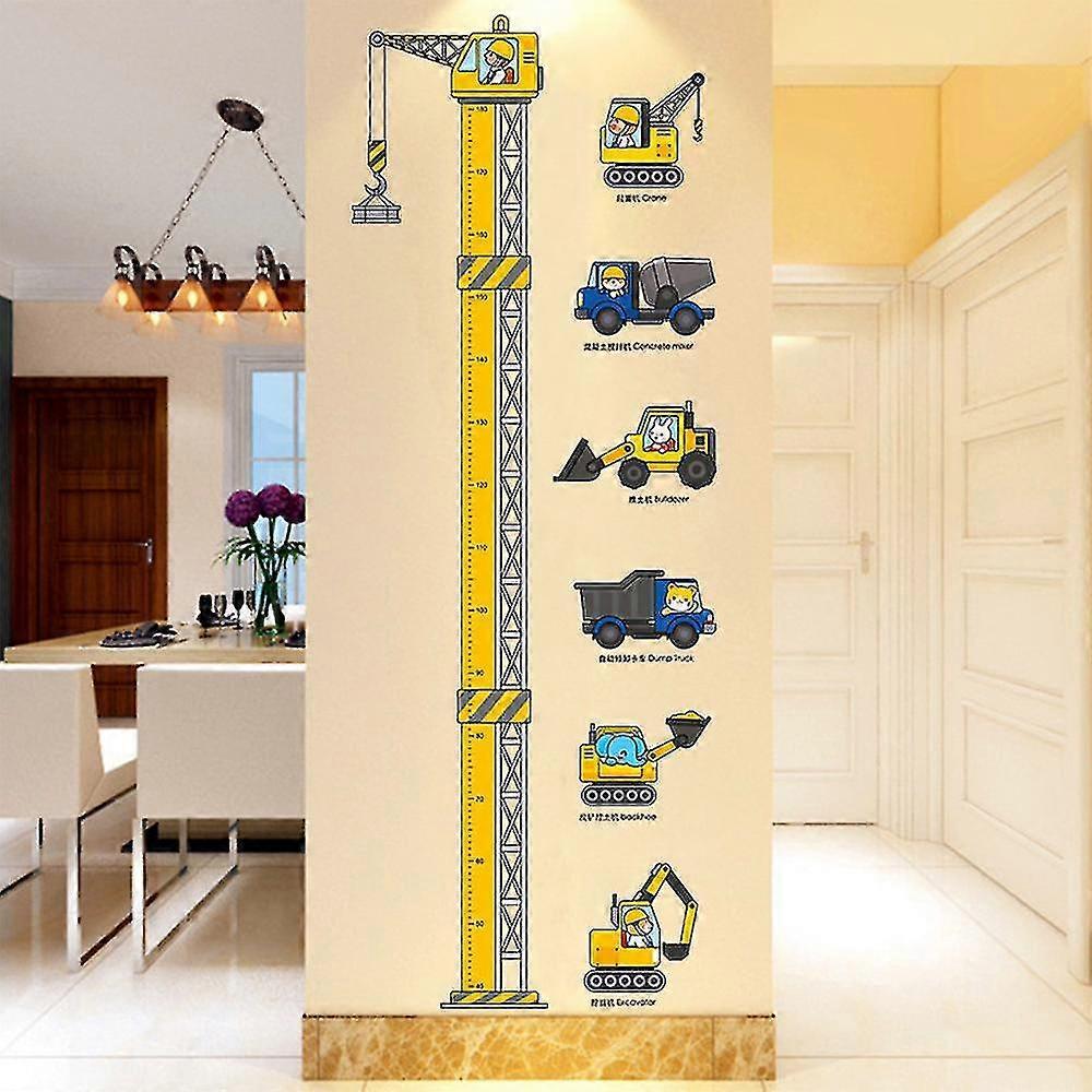 babies Growth Height Chart Removable Bedroom Wall Stickers Decals Construction Vehicles - Image 1