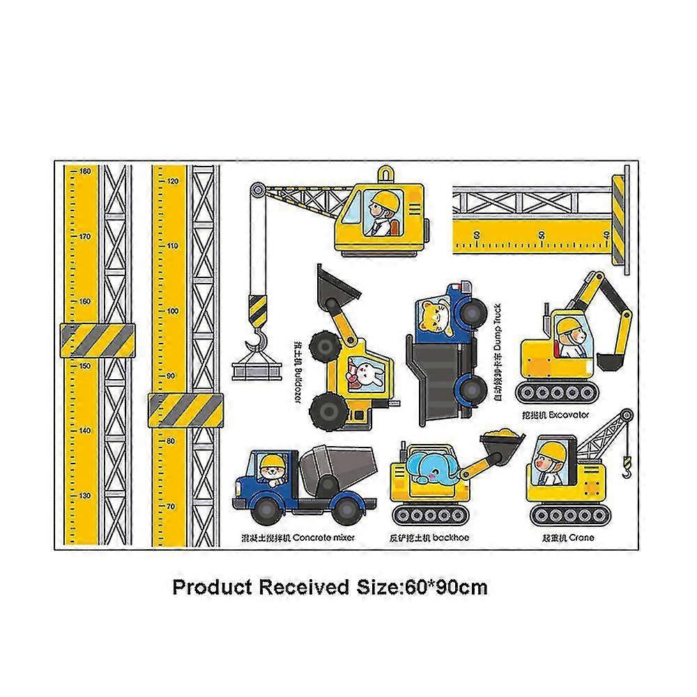 babies Growth Height Chart Removable Bedroom Wall Stickers Decals Construction Vehicles - Image 3