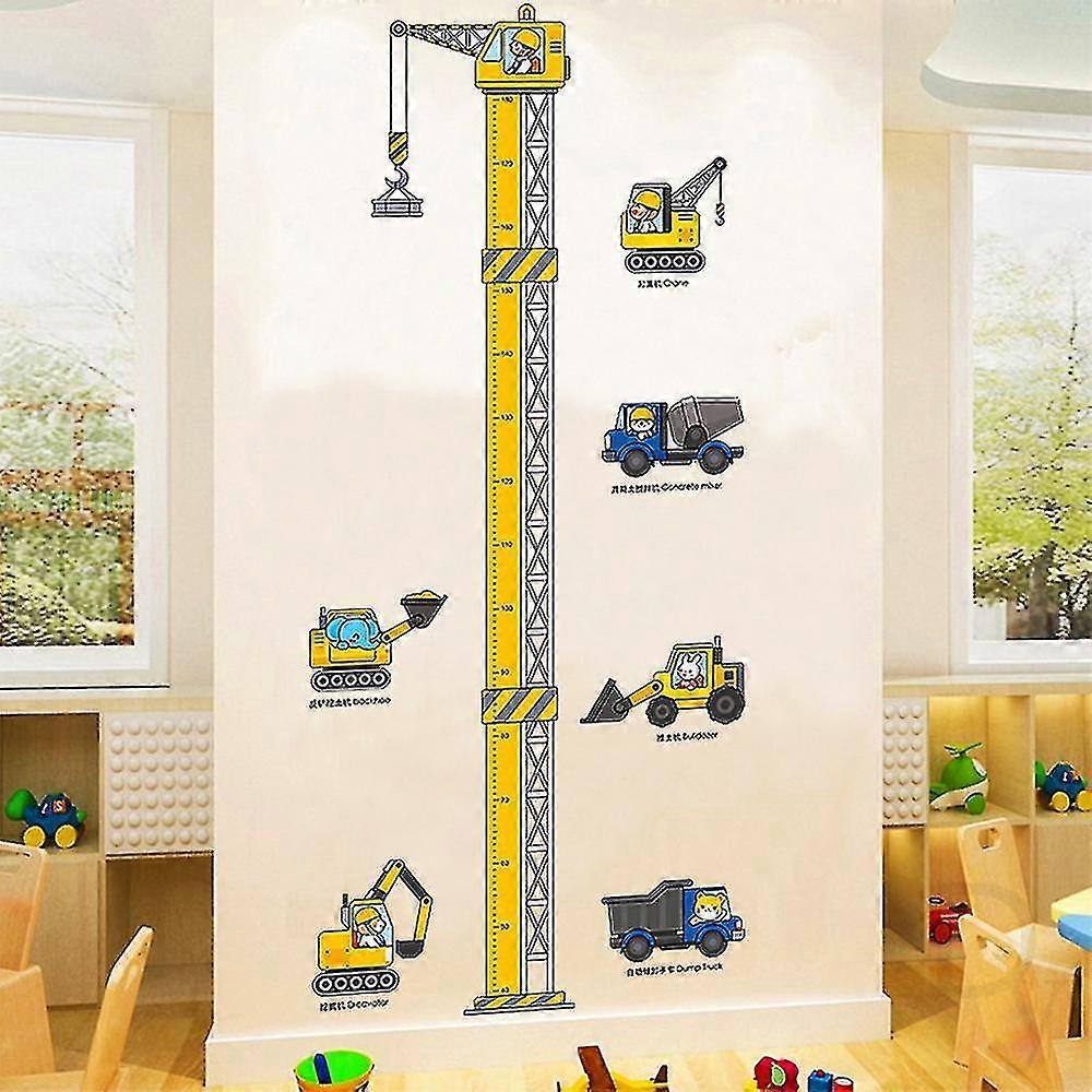 babies Growth Height Chart Removable Bedroom Wall Stickers Decals Construction Vehicles - Image 4
