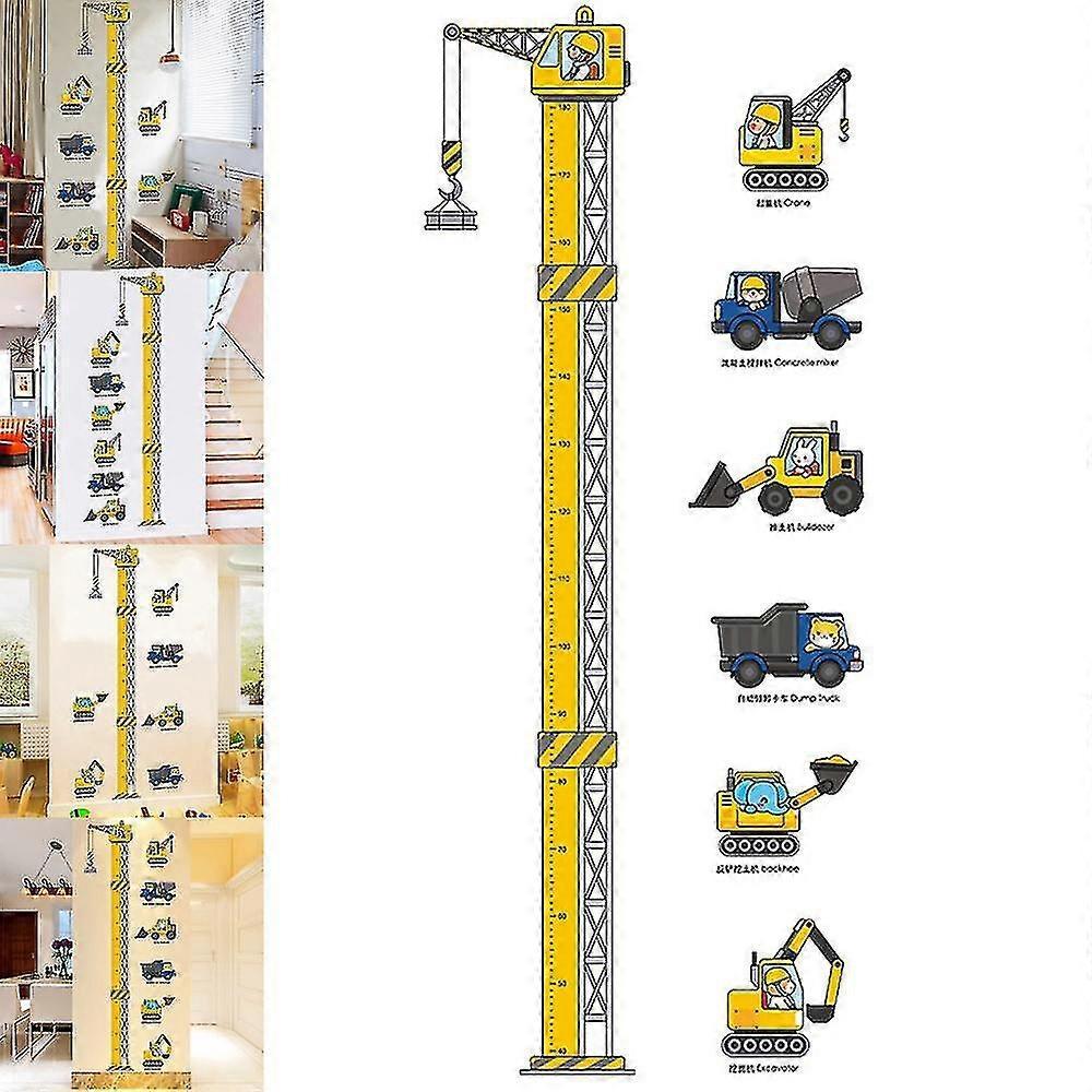 babies Growth Height Chart Removable Bedroom Wall Stickers Decals Construction Vehicles - Image 5