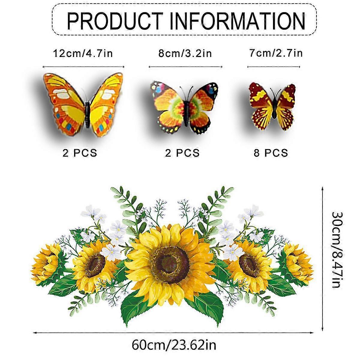 Sunflower Wall Stickers With 3d Butterfly Wall Sticker,sunflower Wall Stickers,wall Stickers For Bedroom - Image 2