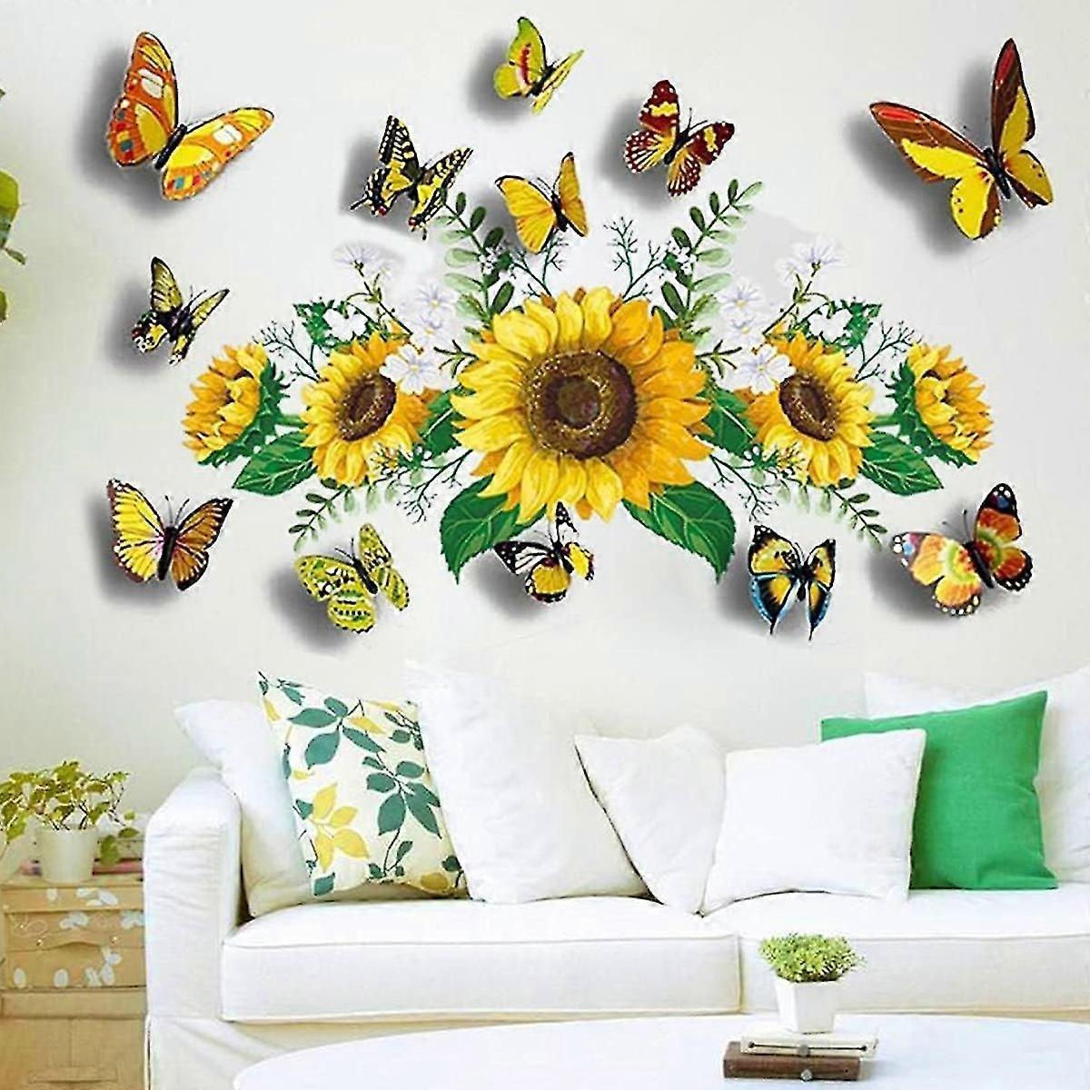 Sunflower Wall Stickers With 3d Butterfly Wall Sticker,sunflower Wall Stickers,wall Stickers For Bedroom - Image 4