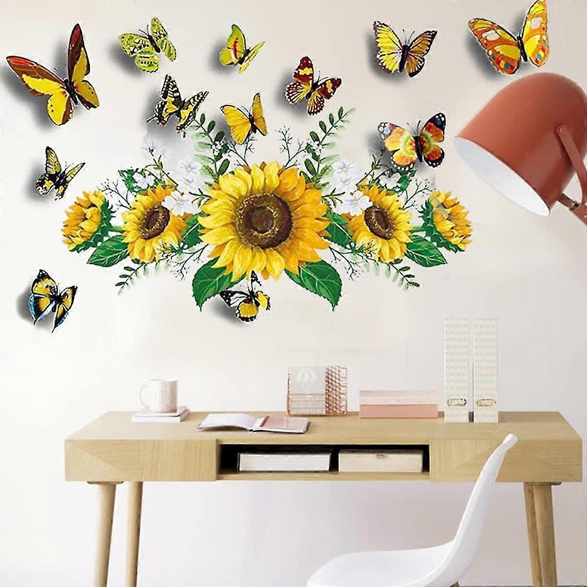 Sunflower Wall Stickers With 3d Butterfly Wall Sticker,sunflower Wall Stickers,wall Stickers For Bedroom - Image 5