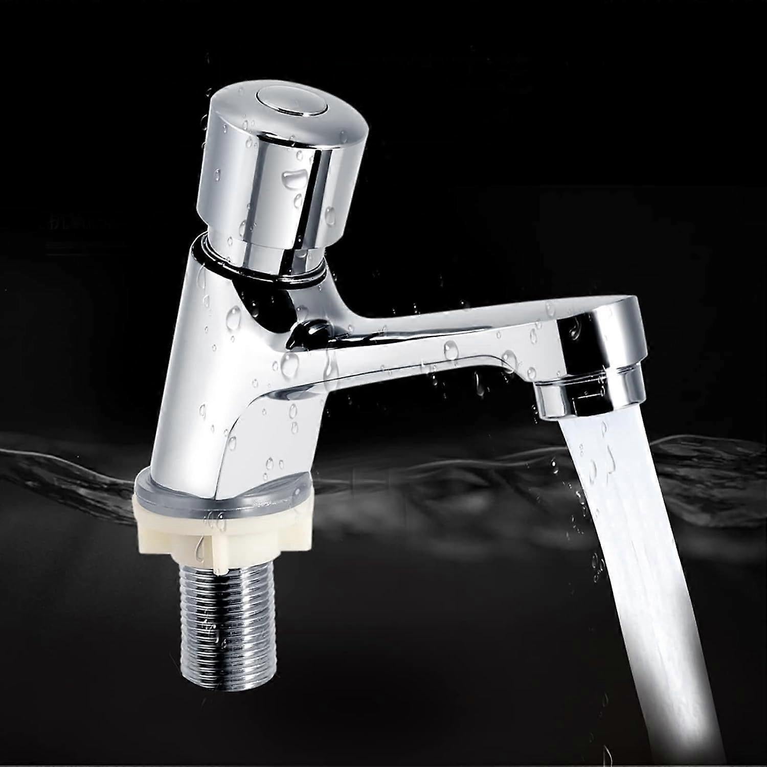 Time Delay Push Faucet, Cold Water Push Faucet Bathroom Sink Faucets Bathroom Faucet Cold Water Hand Wash Faucet for Bathroom and Kitchen - Image 1