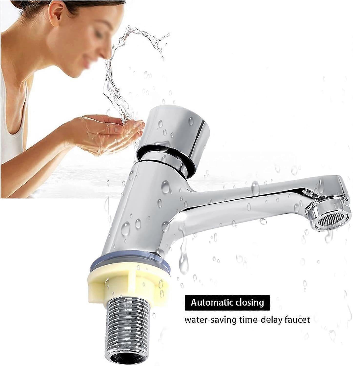 Time Delay Push Faucet, Cold Water Push Faucet Bathroom Sink Faucets Bathroom Faucet Cold Water Hand Wash Faucet for Bathroom and Kitchen - Image 3