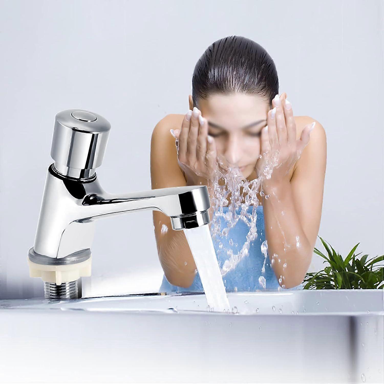 Time Delay Push Faucet, Cold Water Push Faucet Bathroom Sink Faucets Bathroom Faucet Cold Water Hand Wash Faucet for Bathroom and Kitchen - Image 4