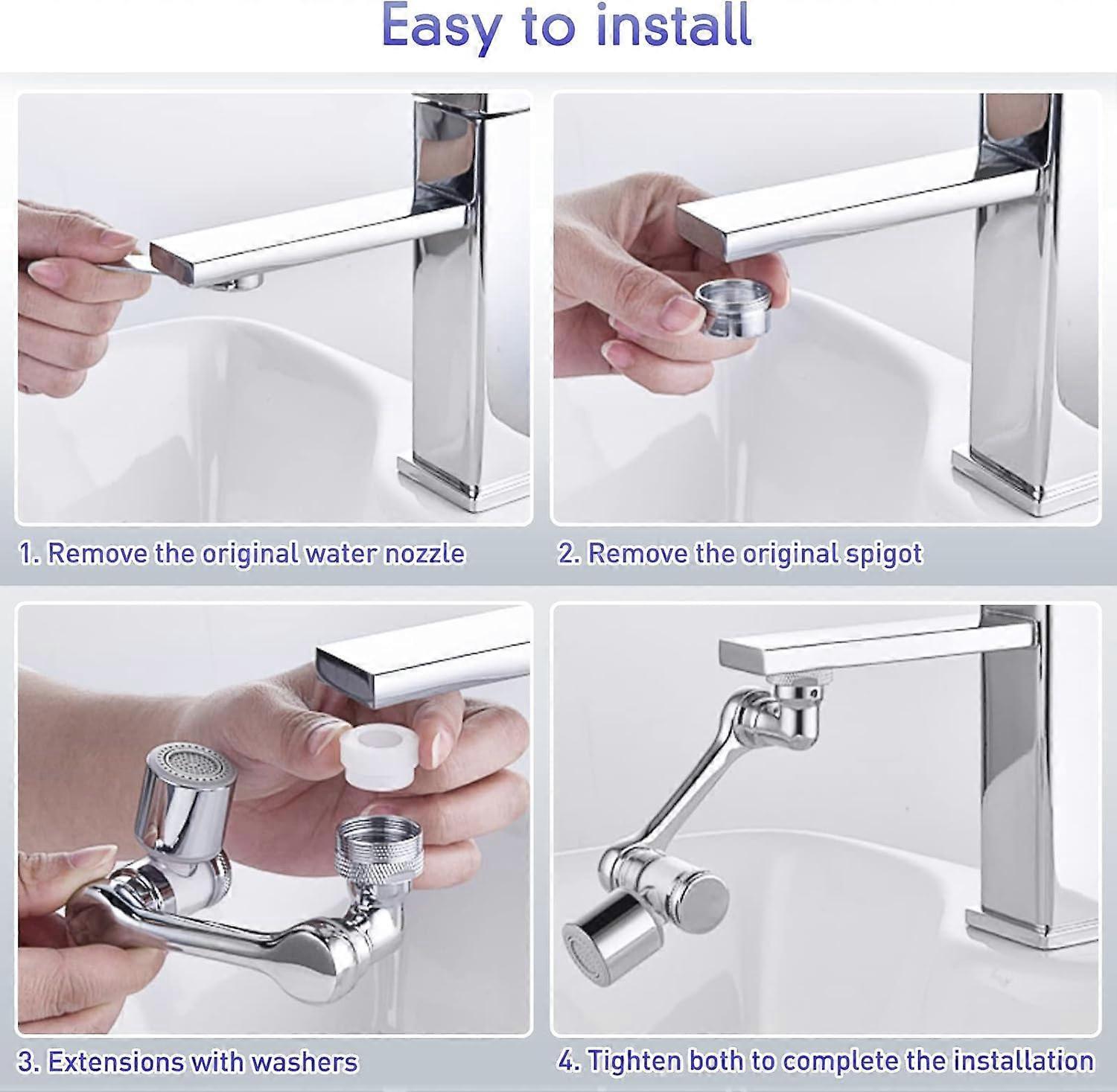 1080 Swivel Extension Faucet Multifunctional Faucet Jet Regulator Swivel Faucet Extension with Aerator 2 Modes Faucet Adapter with Universal Brass Aer - Image 2