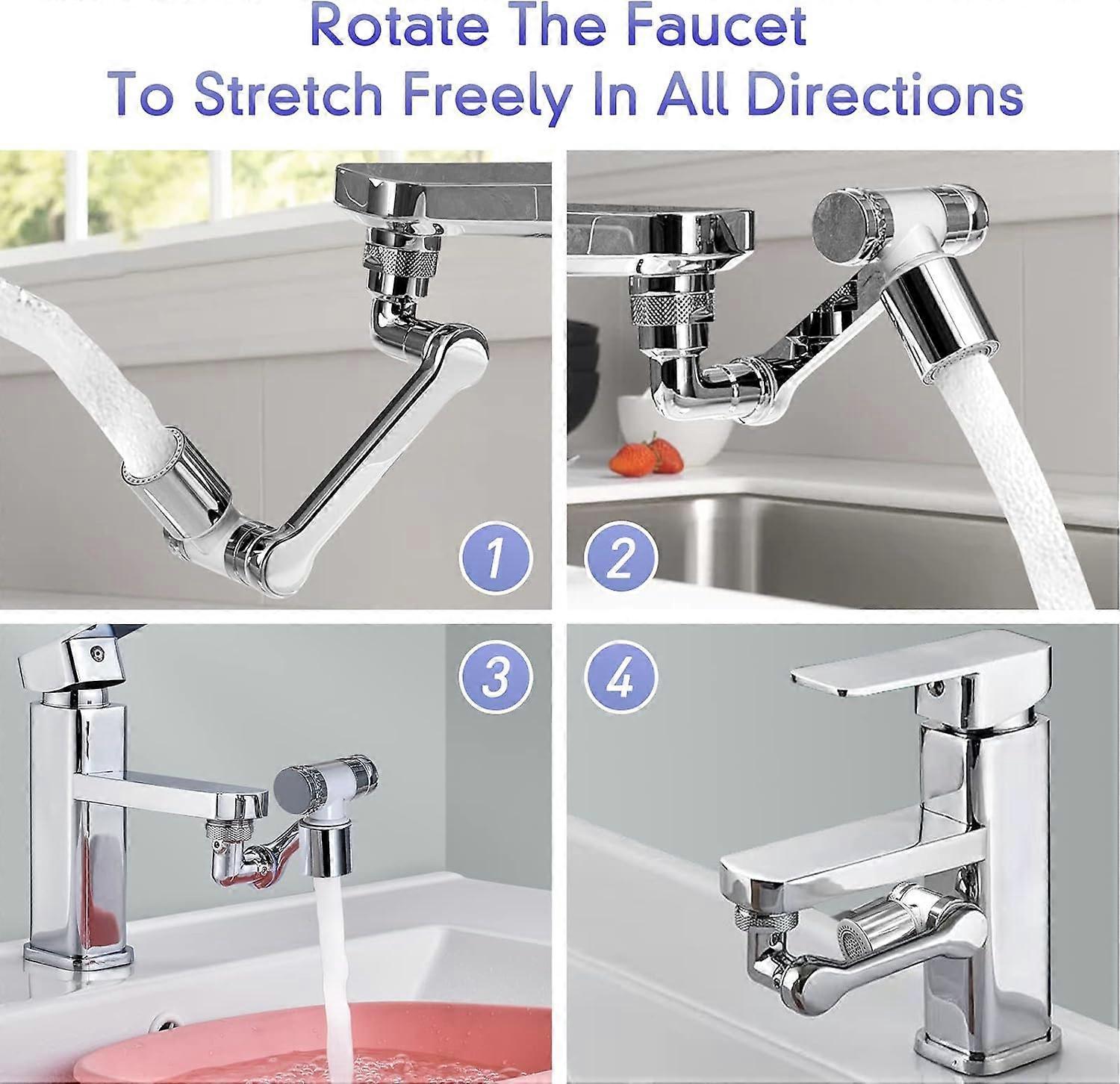 1080 Swivel Extension Faucet Multifunctional Faucet Jet Regulator Swivel Faucet Extension with Aerator 2 Modes Faucet Adapter with Universal Brass Aer - Image 4