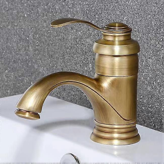 Bathroom Sink Faucet Nostalgia Brushed Brass Bathroom Faucet - Image 5