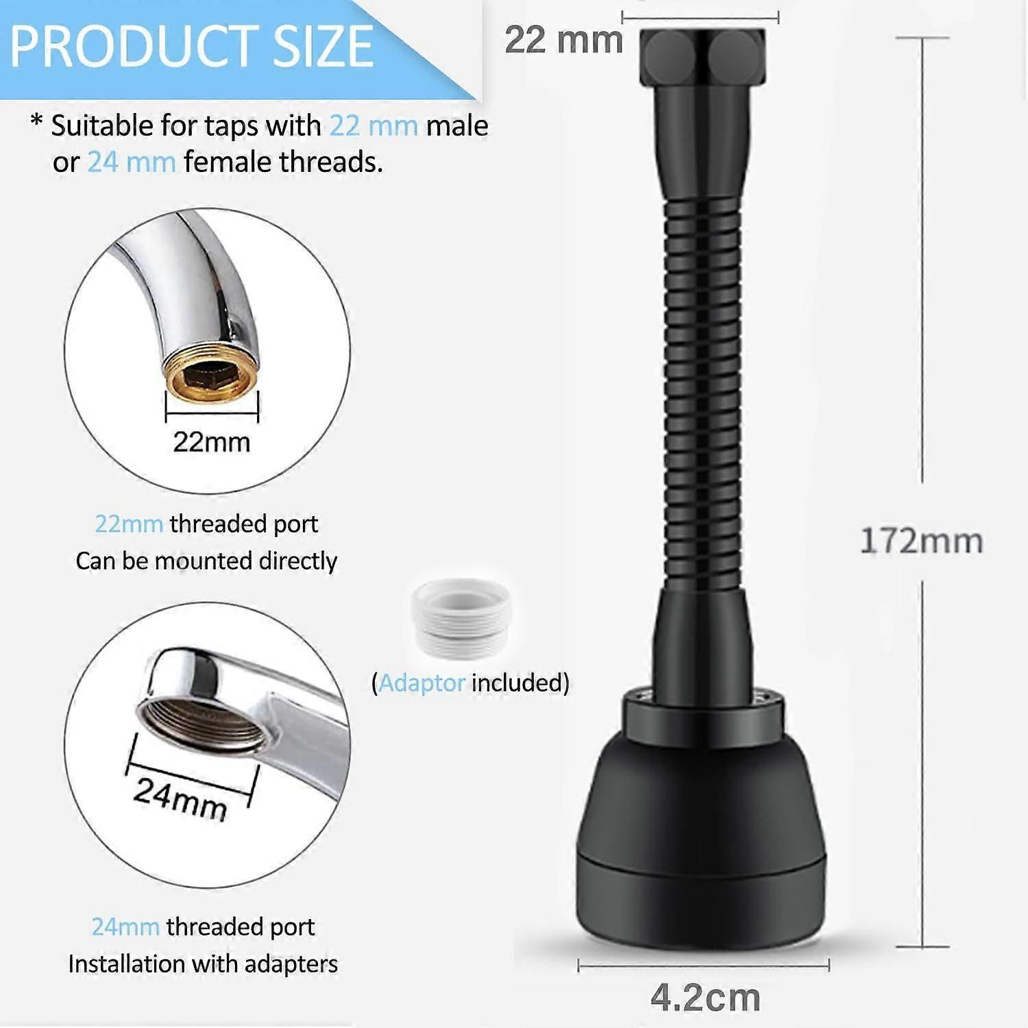 3 Modes 360 Swivel Faucet Extension, Swivel Faucet Aerators, Kitchen Sink Spray Head, Extension Faucet Adapter, Kitchen Faucet Nozzle, Brass Body - Image 2