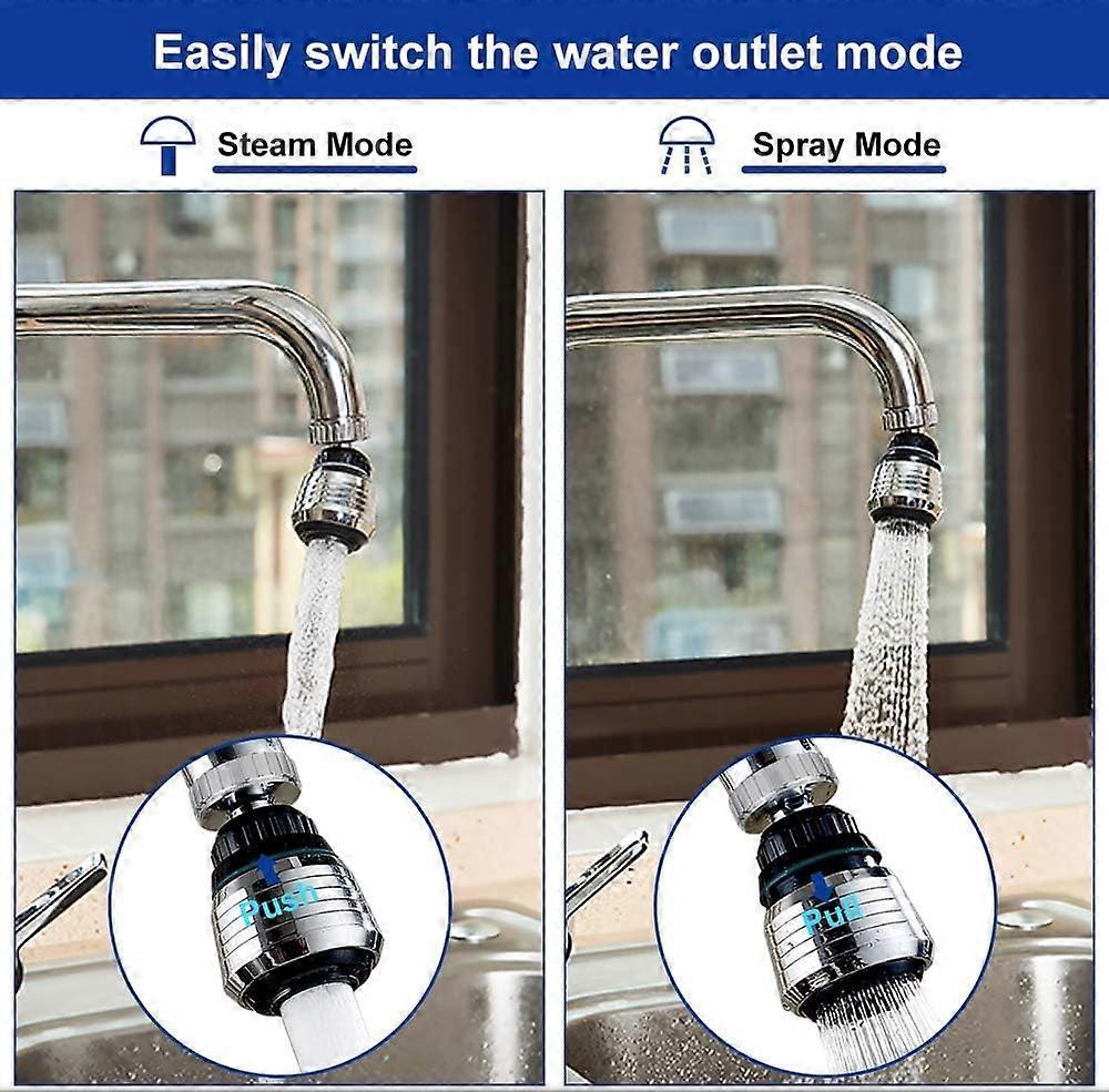 2 Pieces Kitchen Faucet Nozzle Faucet Aerator 360 Swivel Kitchen Faucet Head 2 Modes Kitchen Faucet Aerator with Nozzle Adapters for Kitchen, Bathroom - Image 2