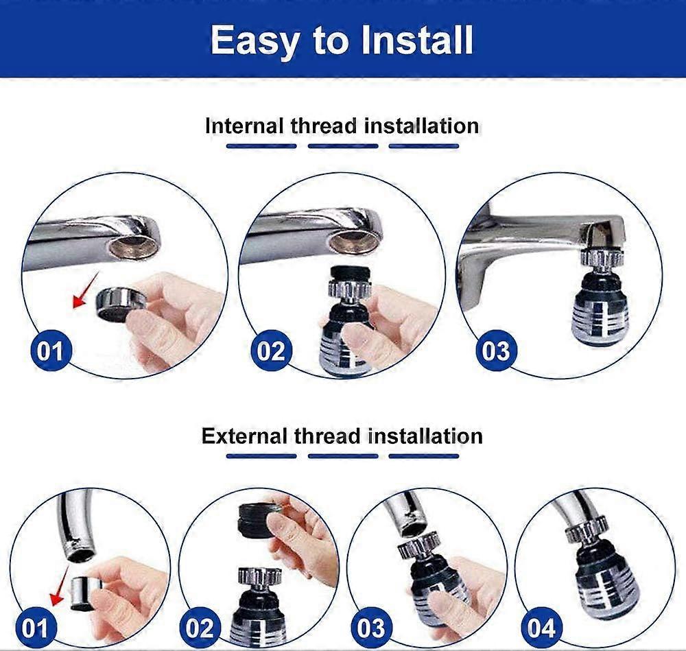 2 Pieces Kitchen Faucet Nozzle Faucet Aerator 360 Swivel Kitchen Faucet Head 2 Modes Kitchen Faucet Aerator with Nozzle Adapters for Kitchen, Bathroom - Image 4