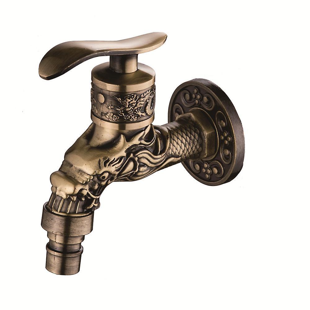 Indoor Bathroom Faucet Carved Wall Bibcock Mount Retro Decorative Faucet Outdoor Garden Faucets Washing Machine Mop Antique - Image 1