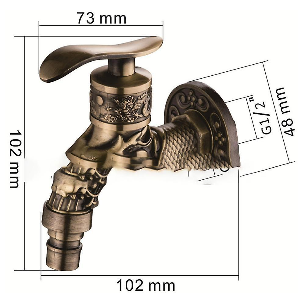 Indoor Bathroom Faucet Carved Wall Bibcock Mount Retro Decorative Faucet Outdoor Garden Faucets Washing Machine Mop Antique - Image 2