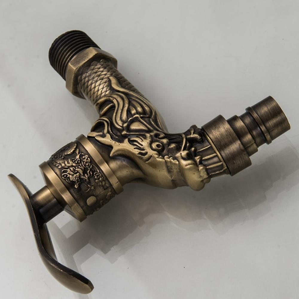 Indoor Bathroom Faucet Carved Wall Bibcock Mount Retro Decorative Faucet Outdoor Garden Faucets Washing Machine Mop Antique - Image 3