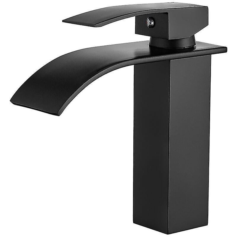 Bathroom Faucet,Sink Faucet with Cold & Hot Water Available,Modern Waterfall Design Sink Faucet,Durable Black Copper Valve Body Design - Image 1